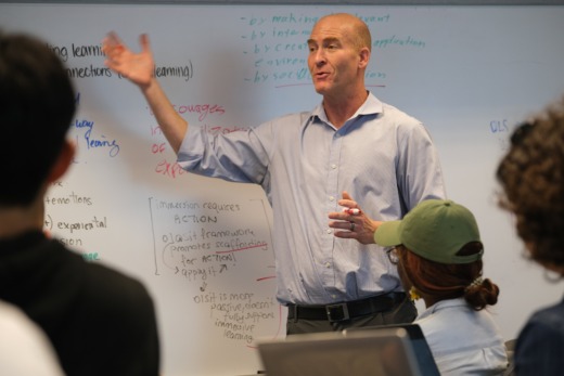 Todd Cherner lectures to a class of MEITE students