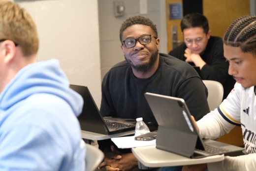 Student smiling during class