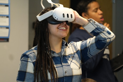 Student in VR headset