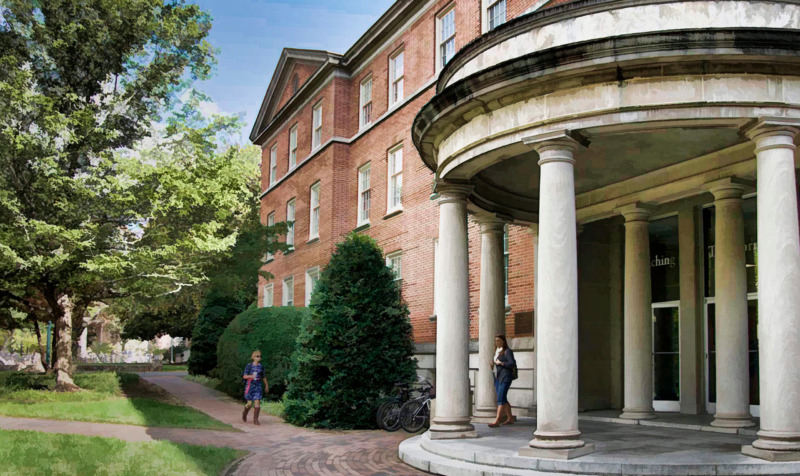 Peabody Hall front with students