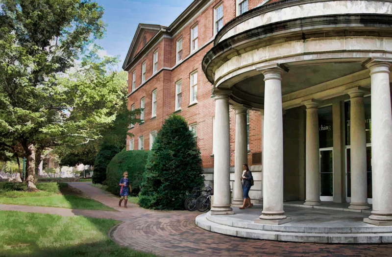 Peabody Hall front with students