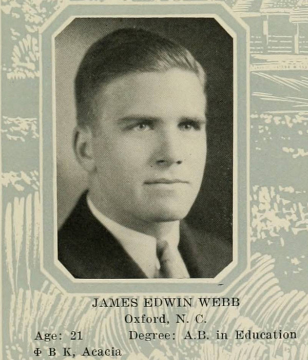 Yearbook photo of James Webb, 1928
