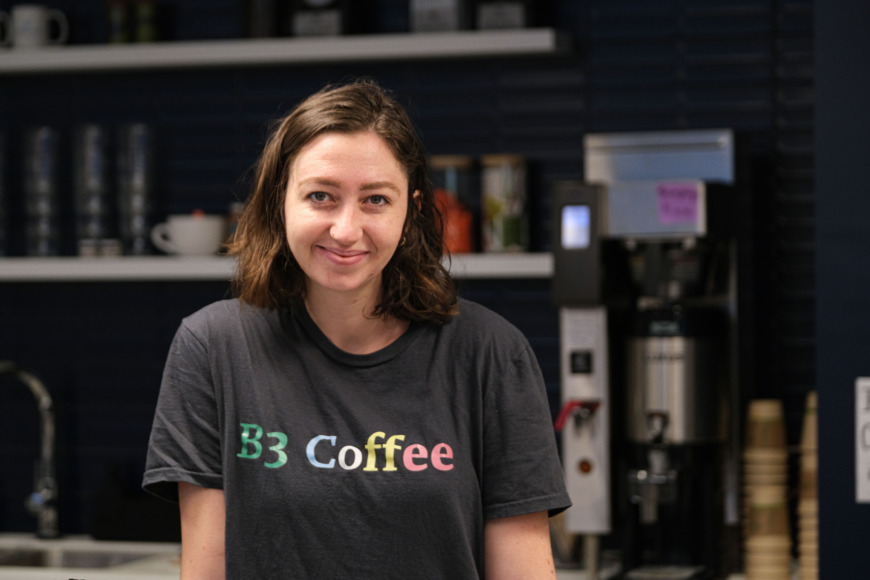 Portrait of Jacklyn Bohler at B3 Coffee
