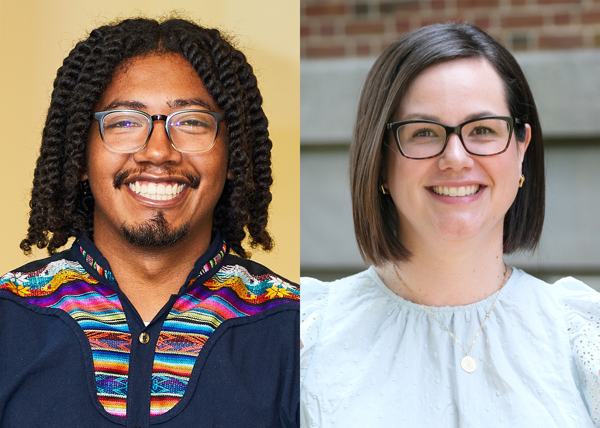 Photos of Xavier Adams, left, and Sarah Petty, right