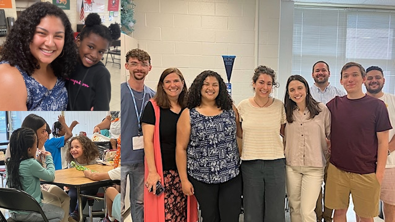 Collage image of Carolina Community Academy staff and MPH students interacting with CCA students.