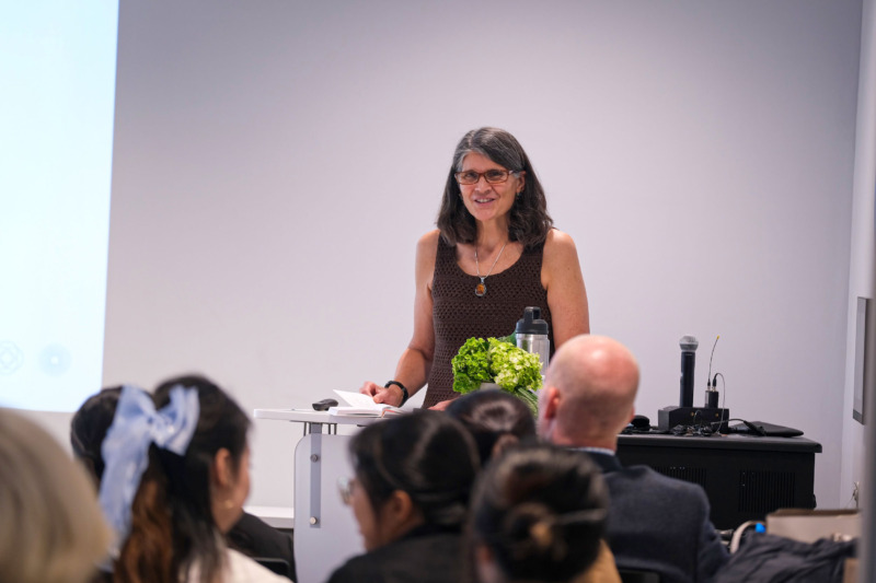 Jill Hamm welcomes attendees to the MEITE Innovation Showcase in July 2025.