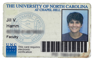 Photo of Jill Hamm campus ID from 1999.
