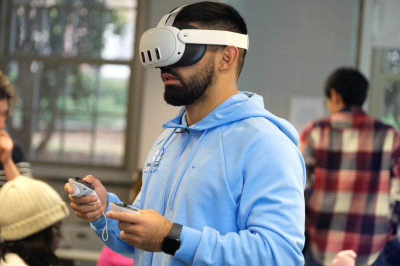 Student in VR headset