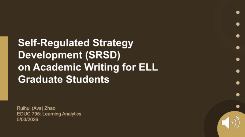 Presentation slide for "Self-Regulated Strategy Development (SRSD) on Academic Writing for ELL Graduate Students"