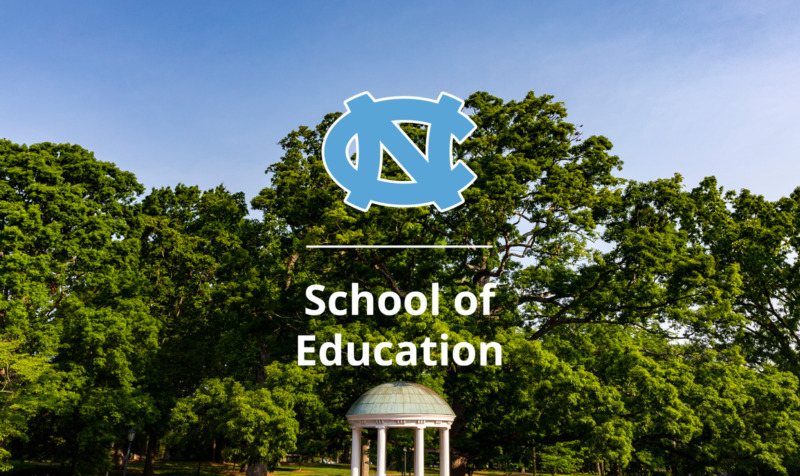 Image of the Old Well on the UNC-Chapel Hill campus with the UNC School of Education logo overlaid.