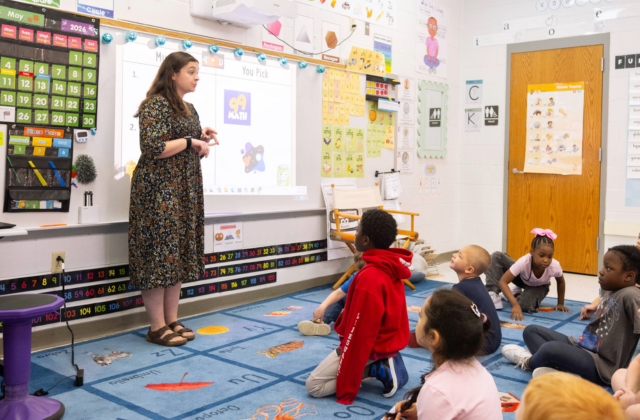 Madison Meyers teaching at Carolina Community Academy in Roxboro, NC.