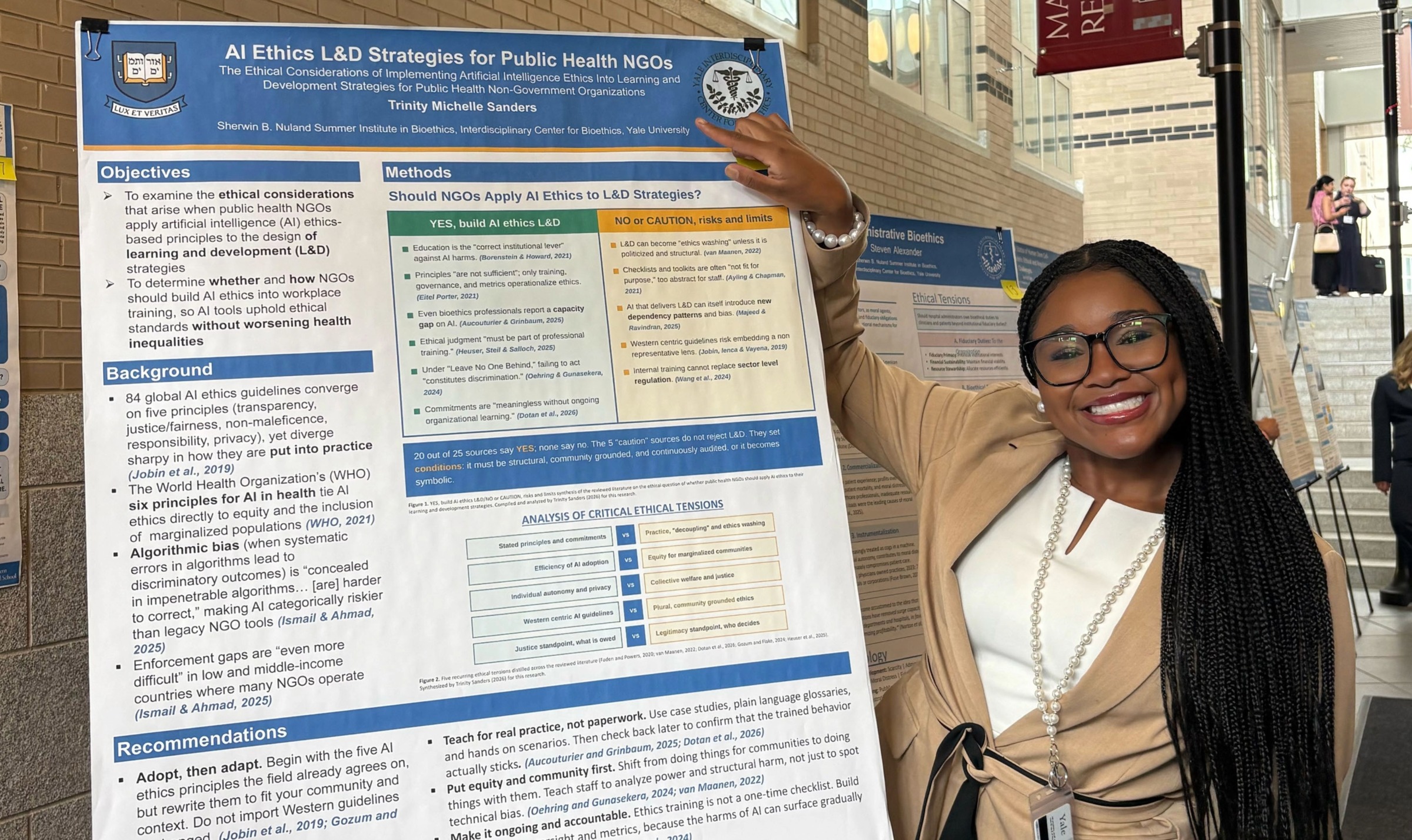 Trinity Sandars with research poster at Yale Bioethics Center